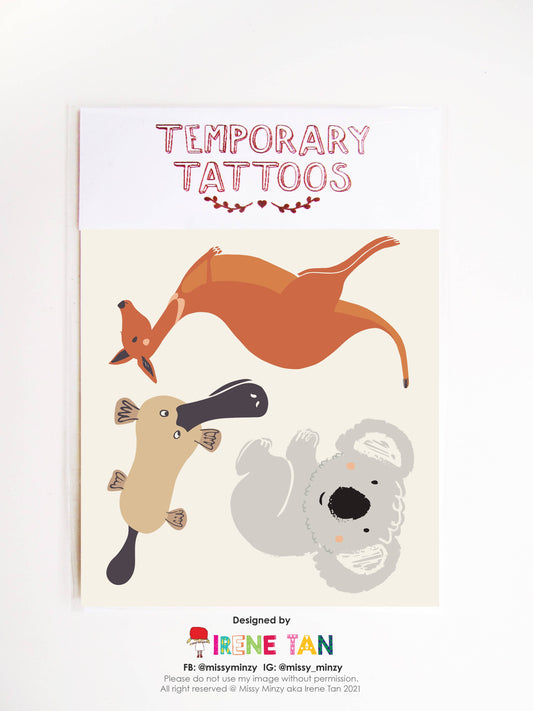 Aussie Colour Animals Temporary Tattoos