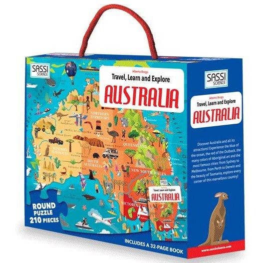 Sassi Travel, Learn and Explore - Puzzle and Book Set - Australia, 210 pcs