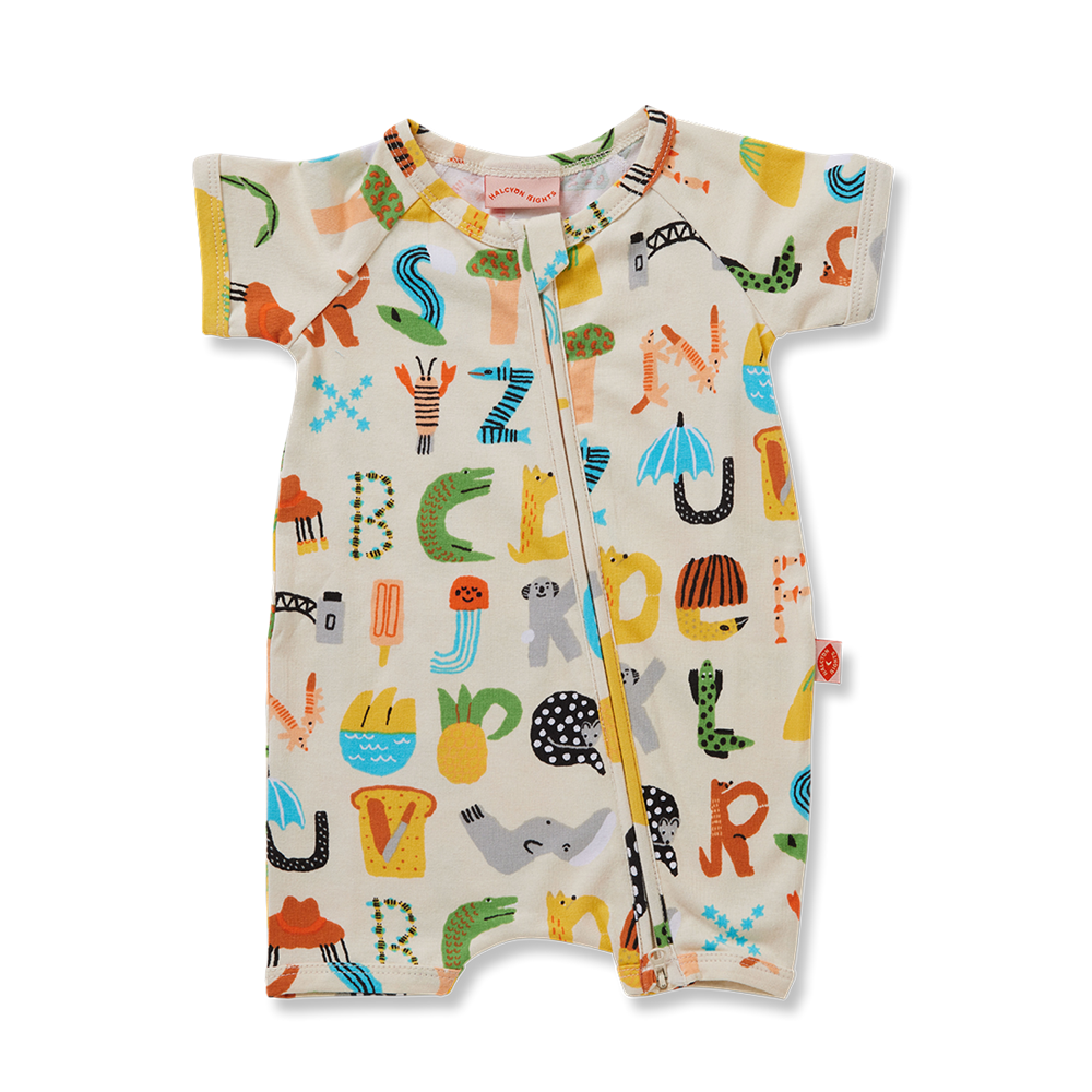 ABC Down Under Short Sleeve Romper - Lucky Last! (Size 3-6m)