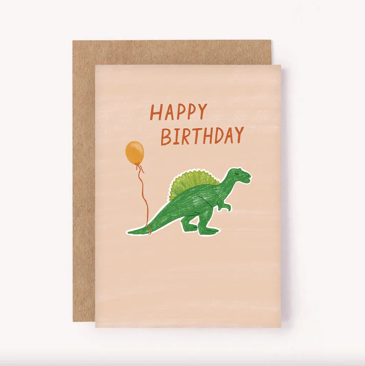 Dinosaur Balloon Birthday Card