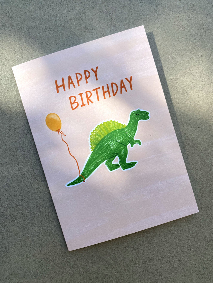 Dinosaur Balloon Birthday Card