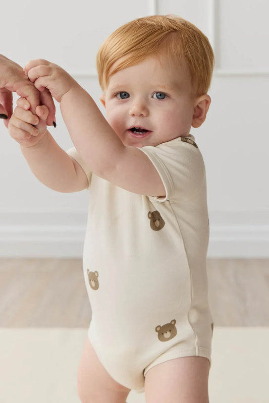 Organic Cotton Hudson Short Sleeve Bodysuit - Bobbie Bear Tofu