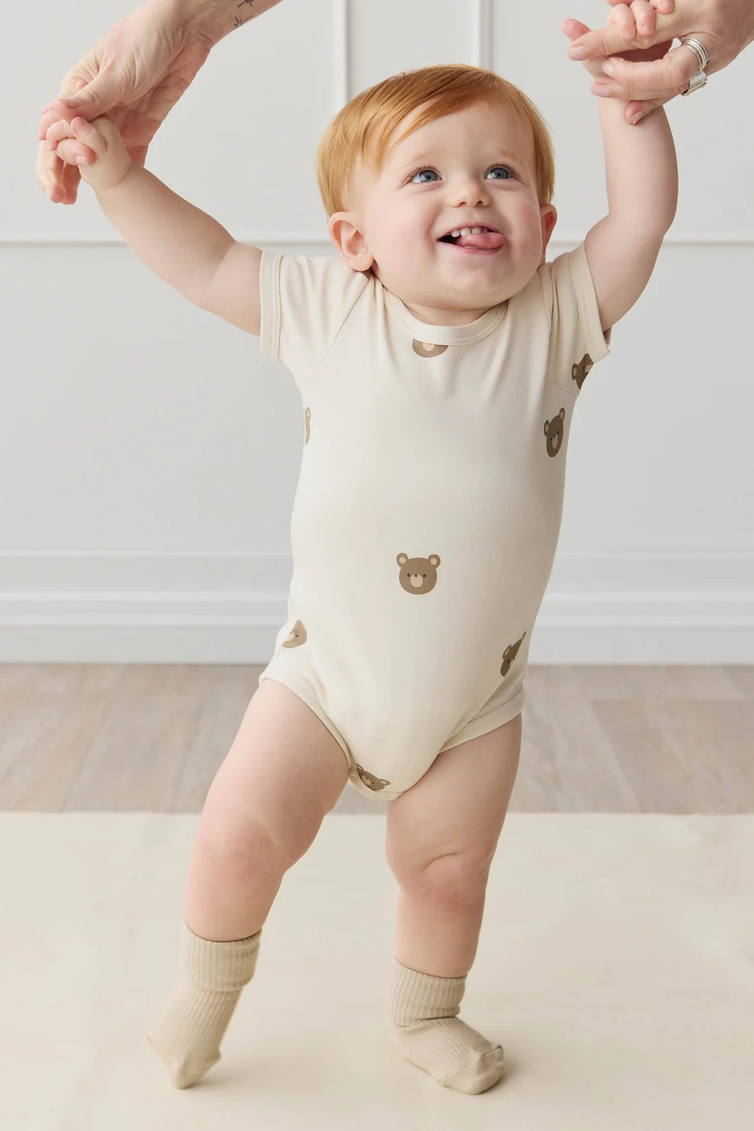 Organic Cotton Hudson Short Sleeve Bodysuit - Bobbie Bear Tofu