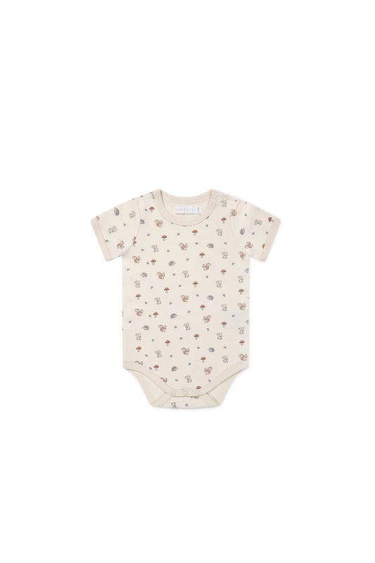 Organic Cotton Hudson Short Sleeve Bodysuit - Woodland Friends