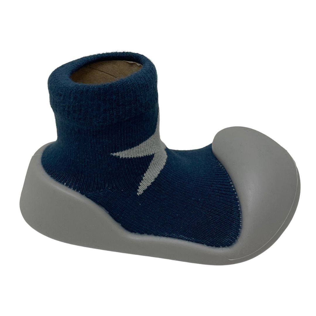 Rubber Soled Socks - Navy/Grey Star