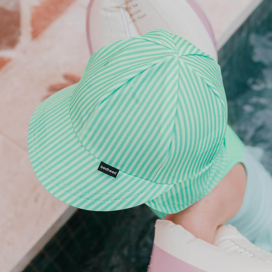 Kids Swim Legionnaire Flap Beach Hat - Andie Stripe