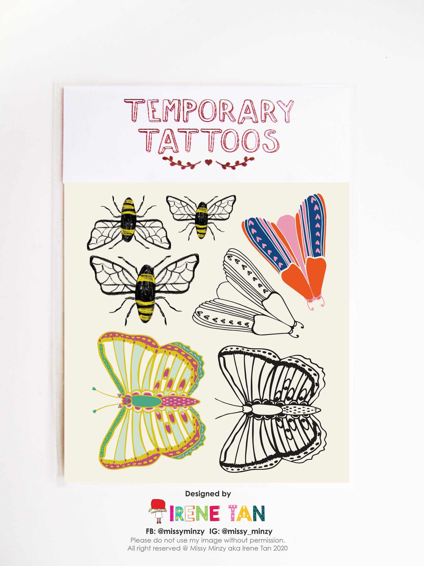 Butterflies and Bees Temporary Tattoos