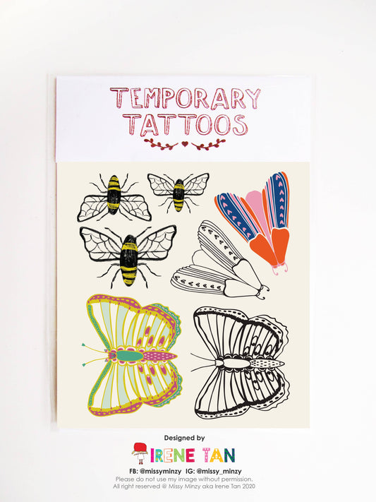 Butterflies and Bees Temporary Tattoos