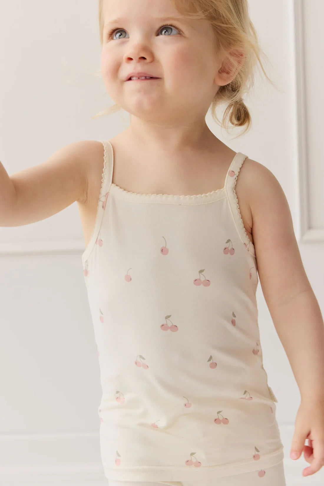 Bamboo Farley Singlet Pyjama Set - Cherry Love Parchment