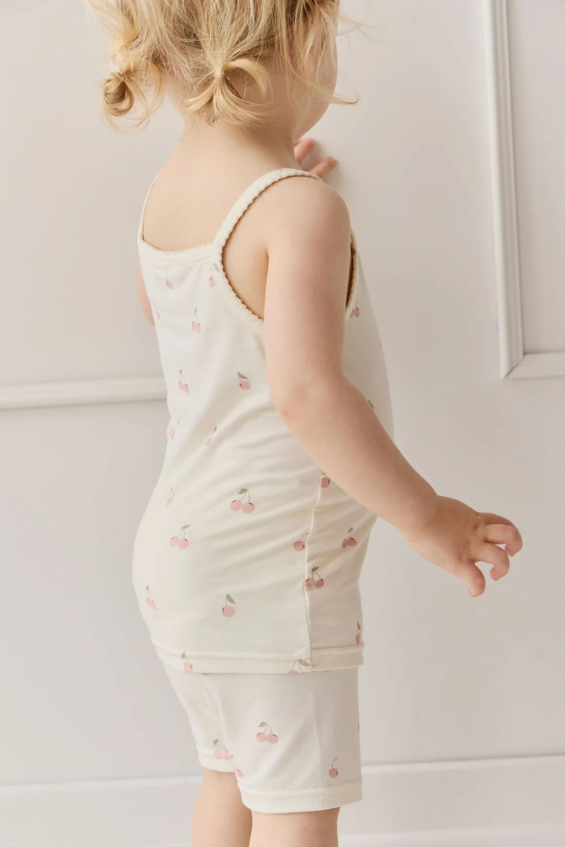 Bamboo Farley Singlet Pyjama Set - Cherry Love Parchment