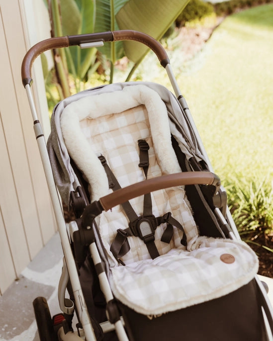 Cozy Fleece Pram Liner - Beige Gingham