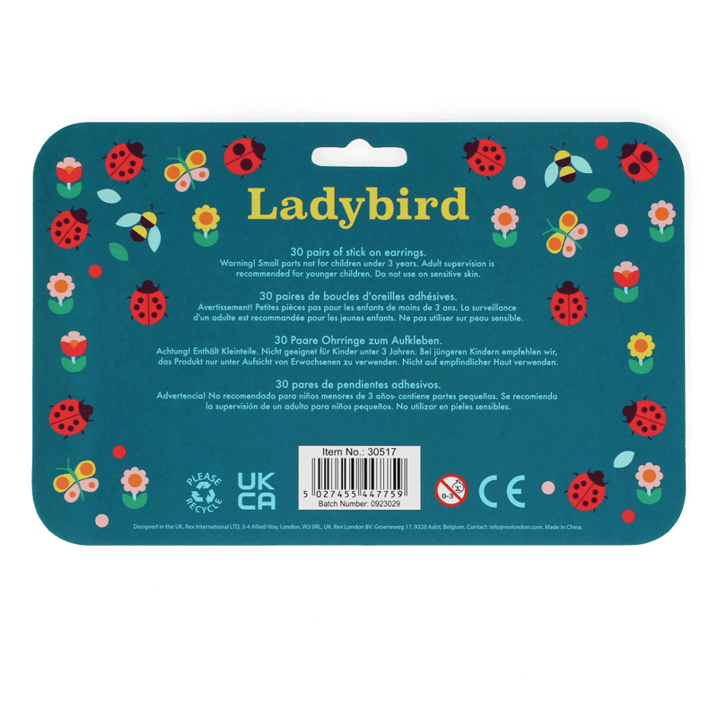 Stick on earrings (30 pairs) - Ladybird