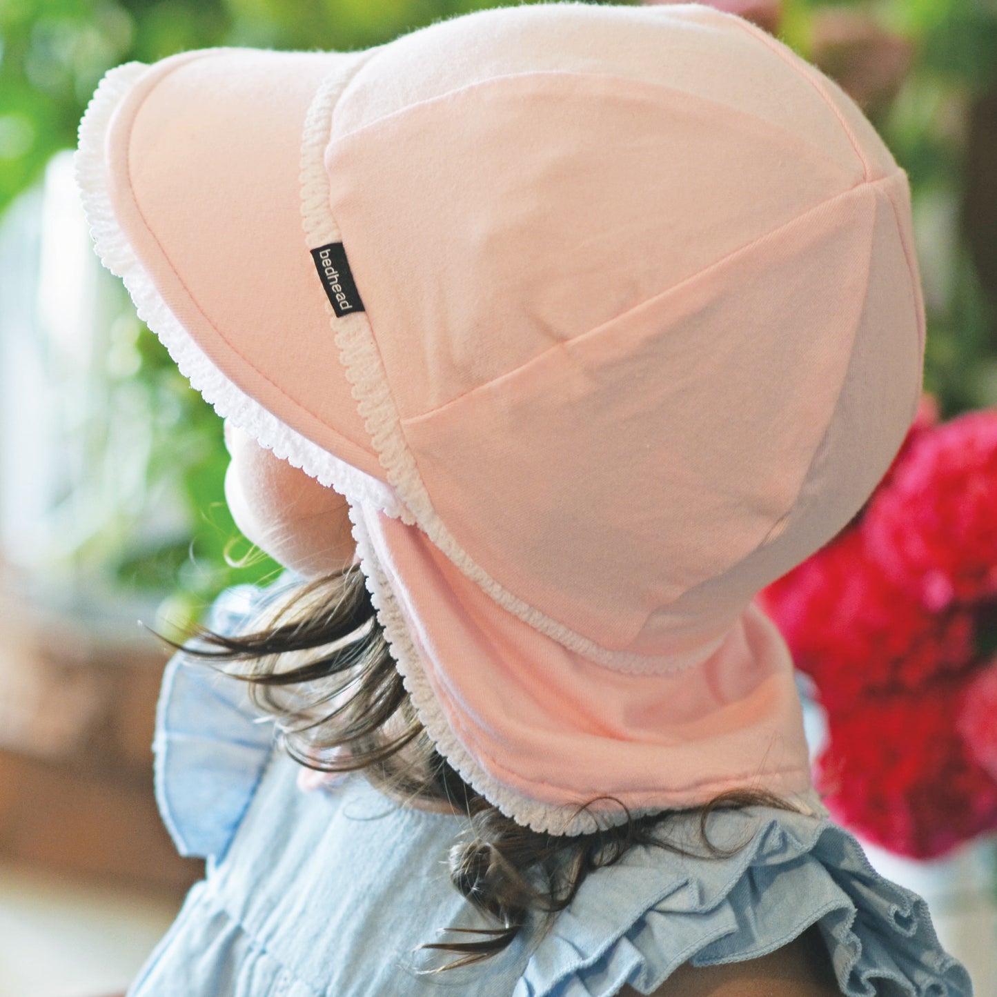 Ruffle Trim Legionnaire Flap Hat in Blush