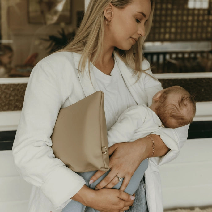 Nappy Changing Pouch - Oat Vegan Leather