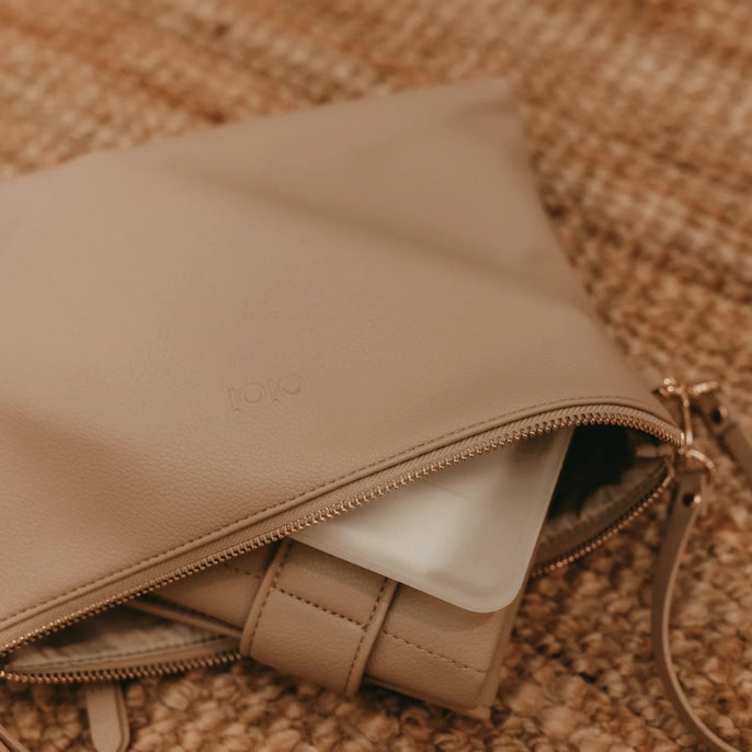 Nappy Changing Pouch - Oat Vegan Leather