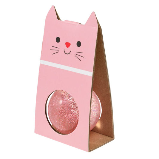 Pink Cat Glitter Bouncy Ball