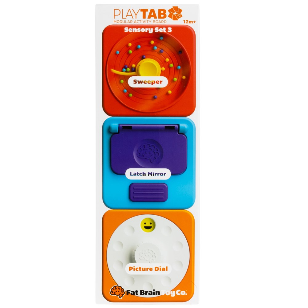 PlayTab Sensory Set 3 (Latch Mirror, Sweeper & Picture Dial)