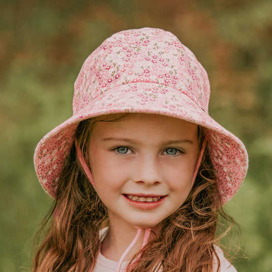 Kids Ponytail Bucket Sun Hat - Floral Bridgette