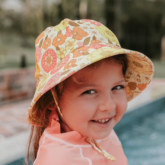 Ponytail Swim Bucket Beach Hat - Floral Tallulah