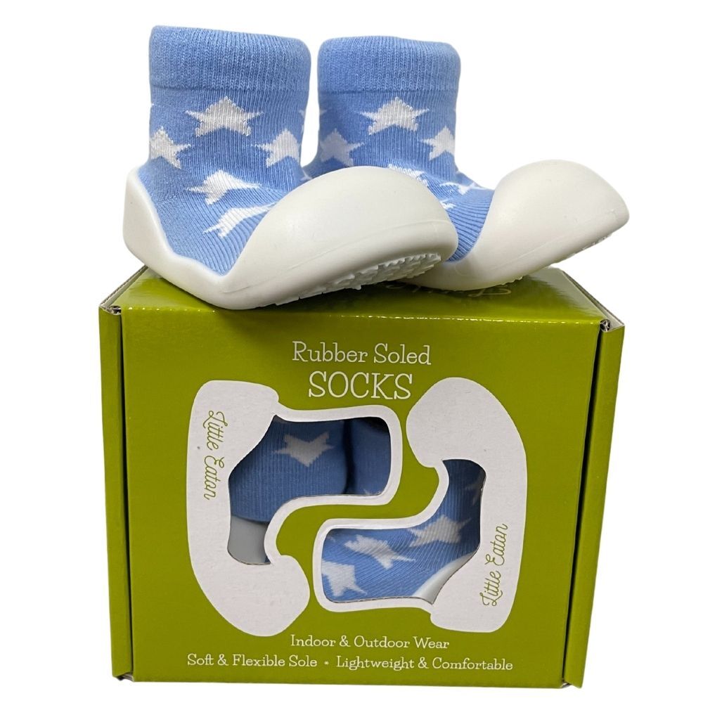 Rubber Soled Socks - Star Blue