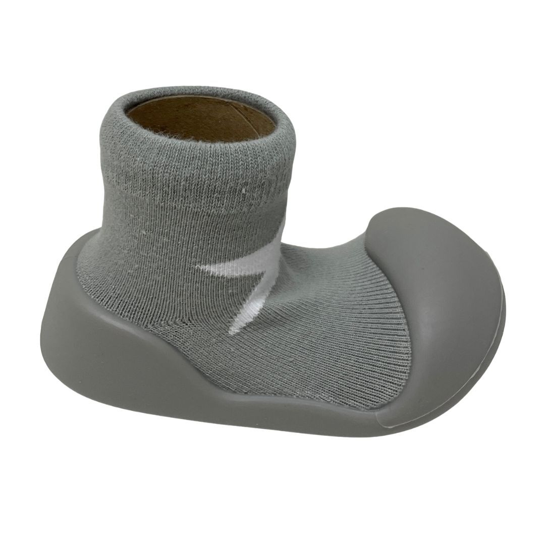 Rubber Soled Socks - Grey/White Star