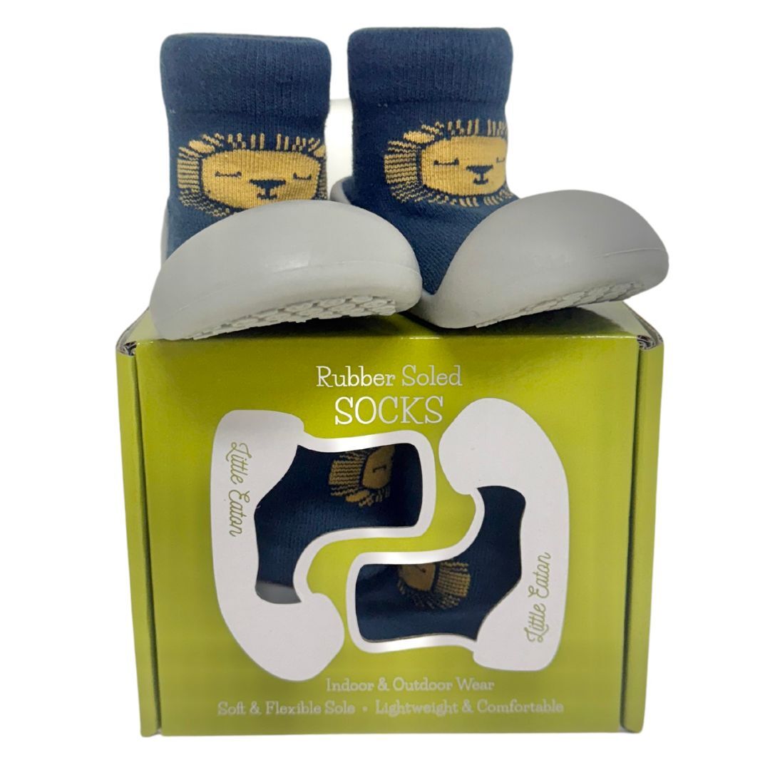 Rubber Soled Socks - Blue/Navy Stripe