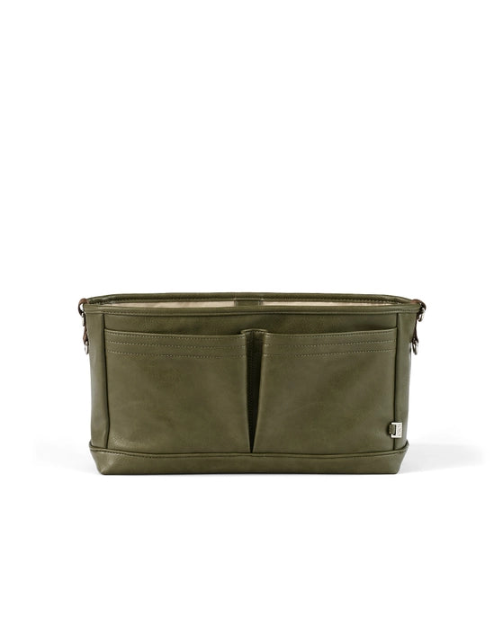 Vegan Leather Stroller Organiser/Pram Caddy - Olive