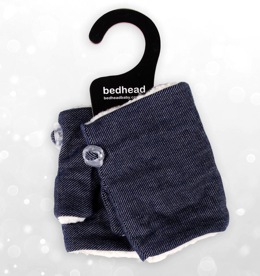 Denim Fleecy Fingerless Kids Mittens