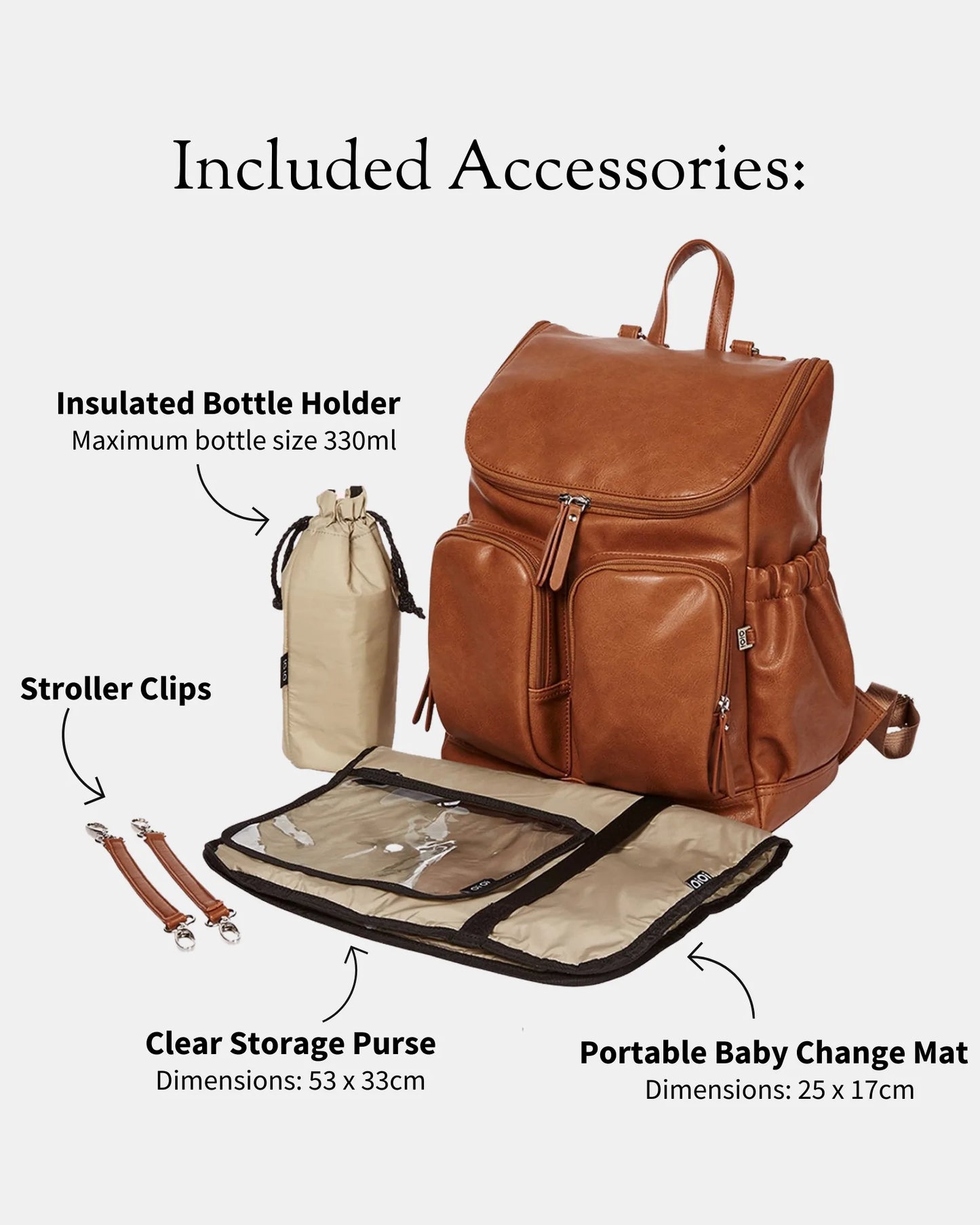 Oi Oi Faux Leather Nappy Backpack in Tan